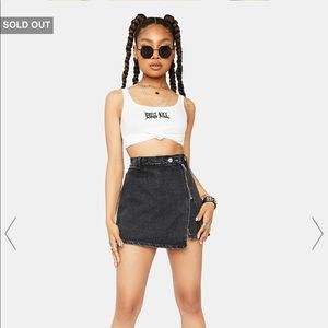 Secret Letter Denim Zip Up mini skirt BY dollskill